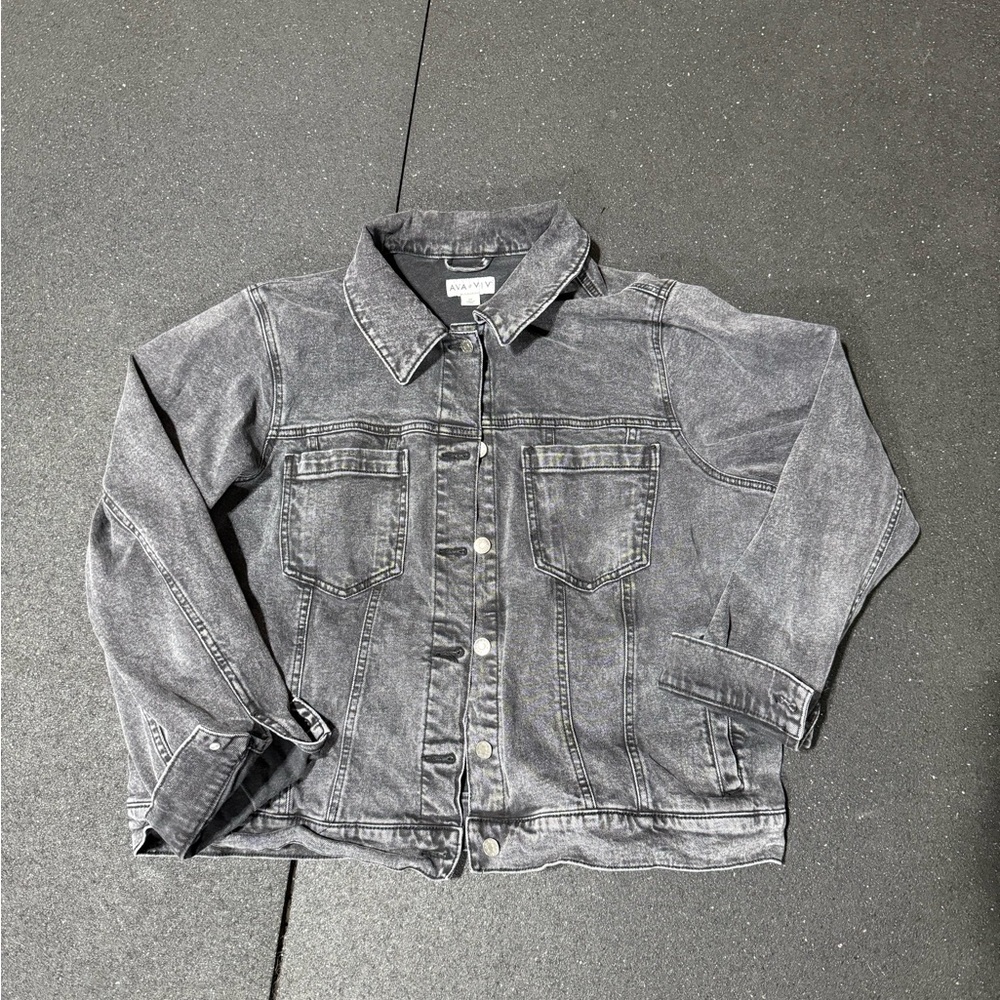 Ava & Viv Women’s Plus Size Black Washed Denim Jacket – Size 2X